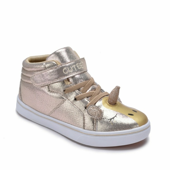 Girls Toddlers Champagne Hi-Top Sneakers - Picture 1 of 7